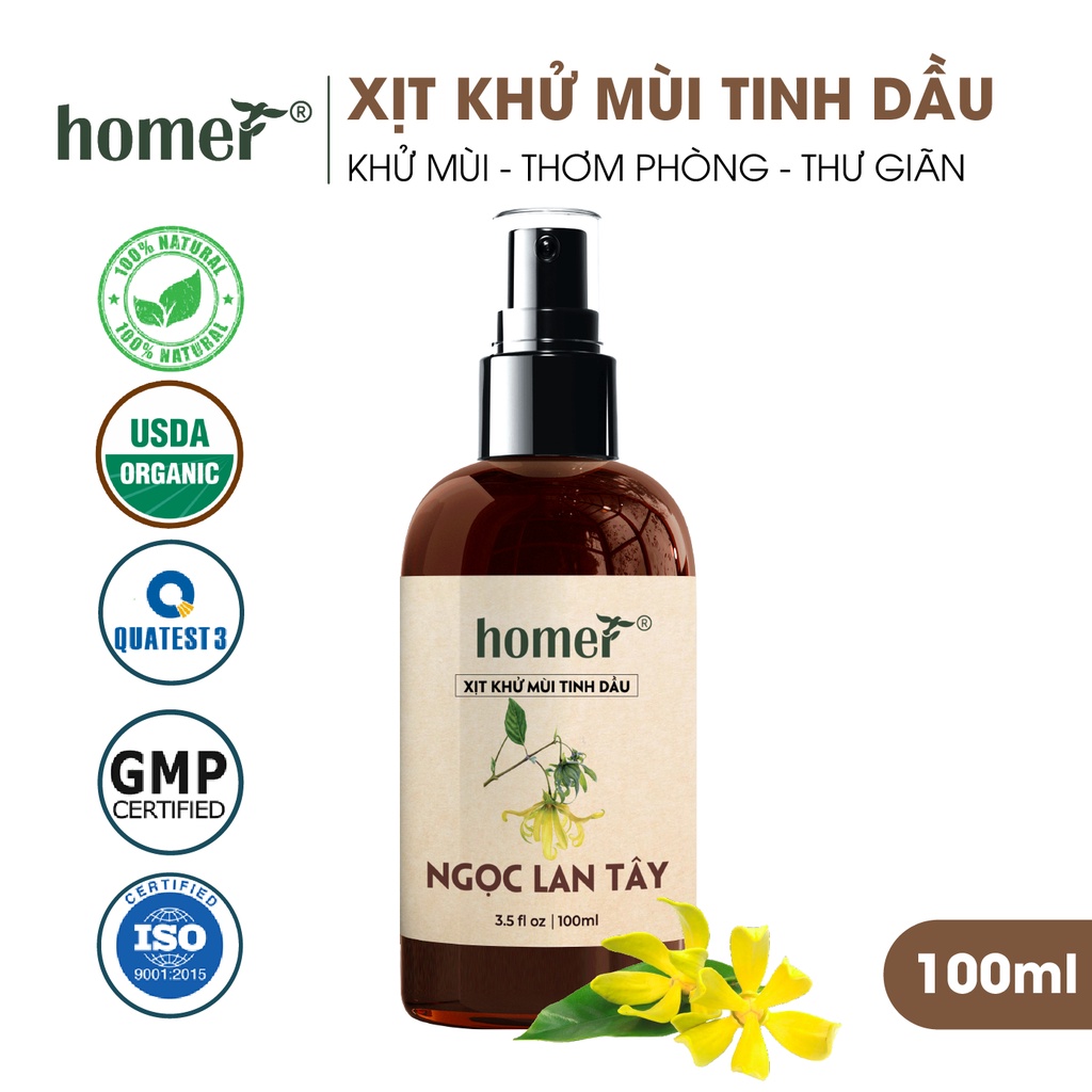 Xịt khử mùi tinh dầu Ngọc lan tây Homer Thiên nhiên - Dung tích 100ml/250ml