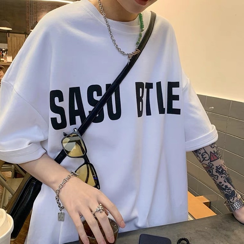 Áo thun tay lỡ nam nữ, áo phông unisex form rộng chất cotton in hình SASU