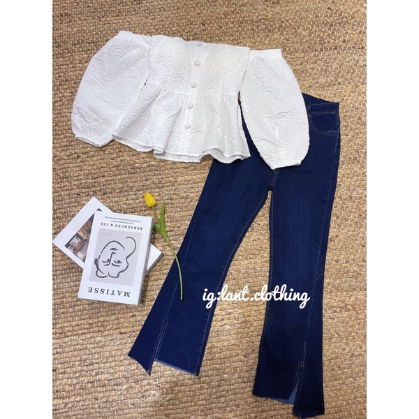 áo trễ vai trắng gấm xinh( ảnh thật lant.clothing | BigBuy360 - bigbuy360.vn