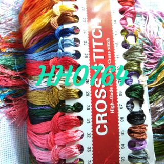 Tranh thêu chữ thập đôi công chỉ lụa chỉ thường