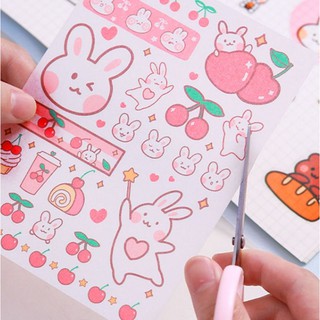 Bộ 4 tấm sticker gấu/thỏ Cartoon Pet 🐰🐻
