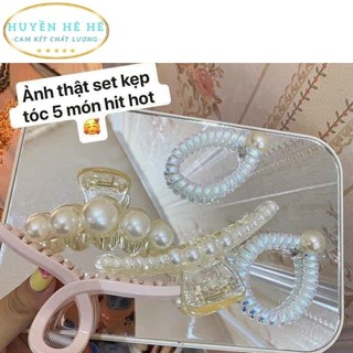Set kẹp tóc 5 chi tiết , kẹp tóc buộc tóc Hàn Quốc
