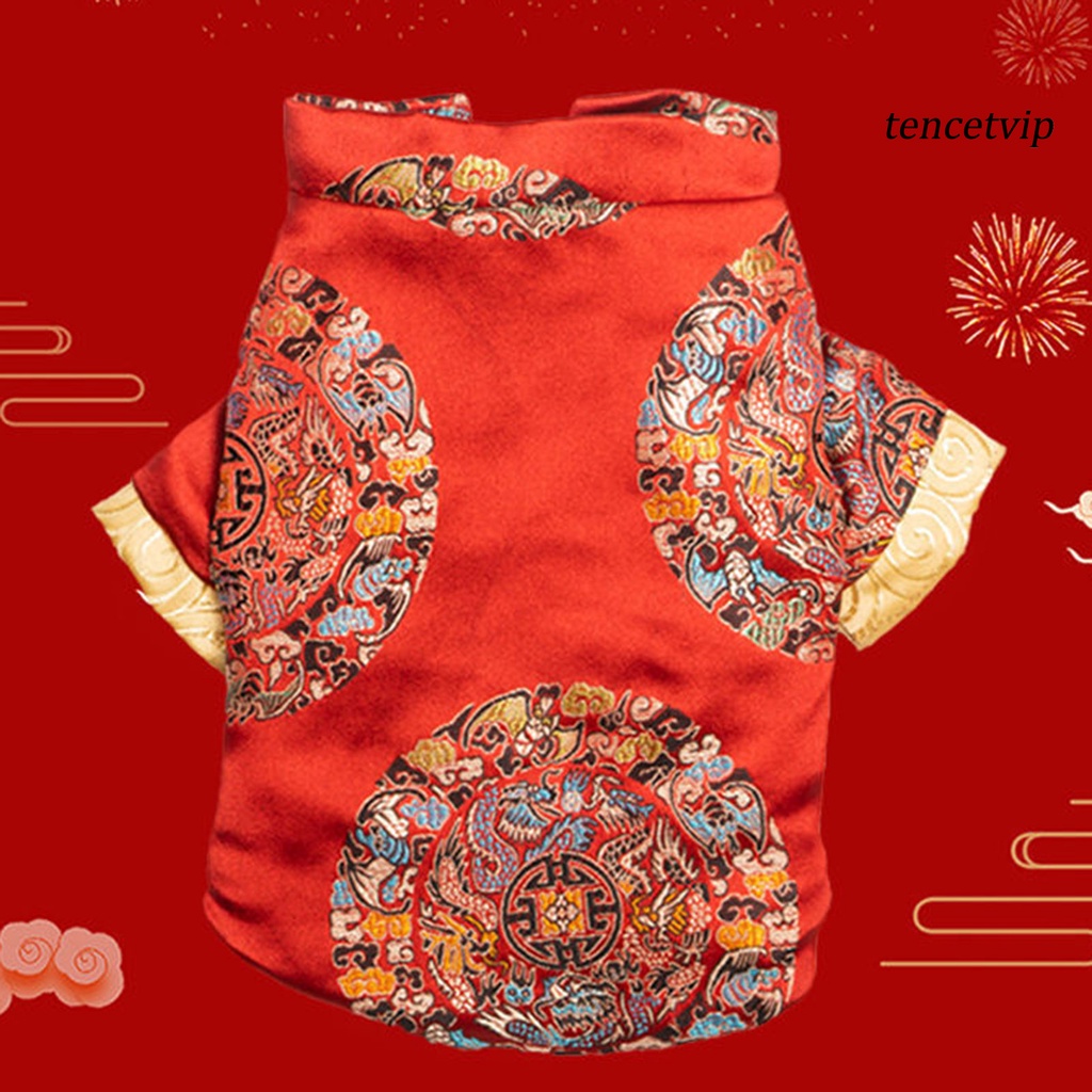 Trang phục thú cưng hoa văn phong cách nhà Đường Trung Hoa chất liệu polyester thoải mái hai chân mặc thời tiết lạnh