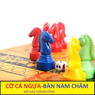 Trò chơi Cờ Cá Ngựa 2-4 người bàn nam châm tung xúc xắc
