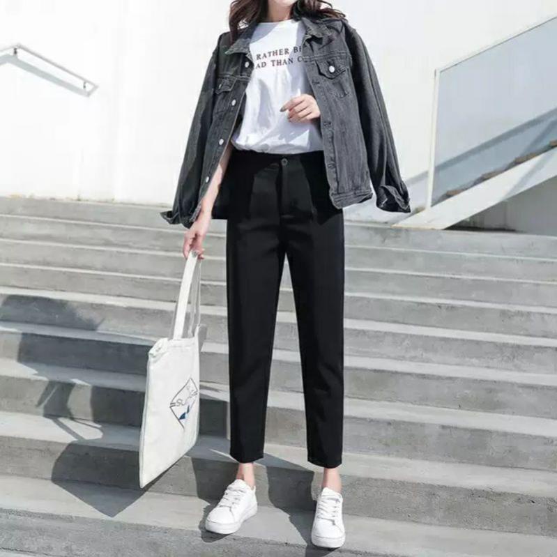 Quần tây công sở kiểu mới khóa thật vải tuyết mưa 2 loại ống bằng