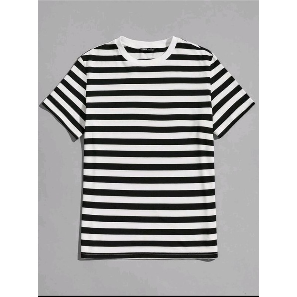 Áo thun kẻ sọc ngang unisex dành cho nam nữ dễ phối đồ dáng châu Âu