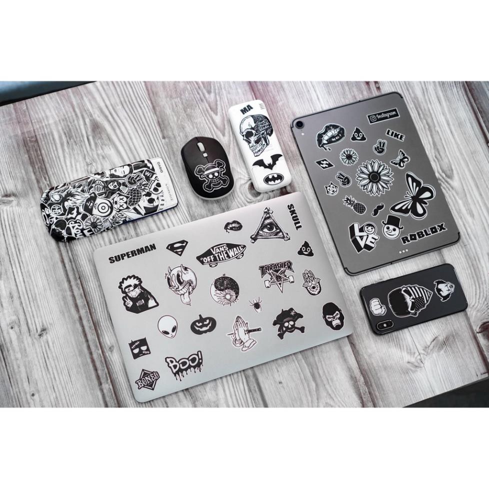 [Set 100+] Sticker Black &amp; White | Dán Nón Bảo Hiêm, Điện Thoại, Laptop, Bình Nước...Chống Nước, Chống Bay Màu