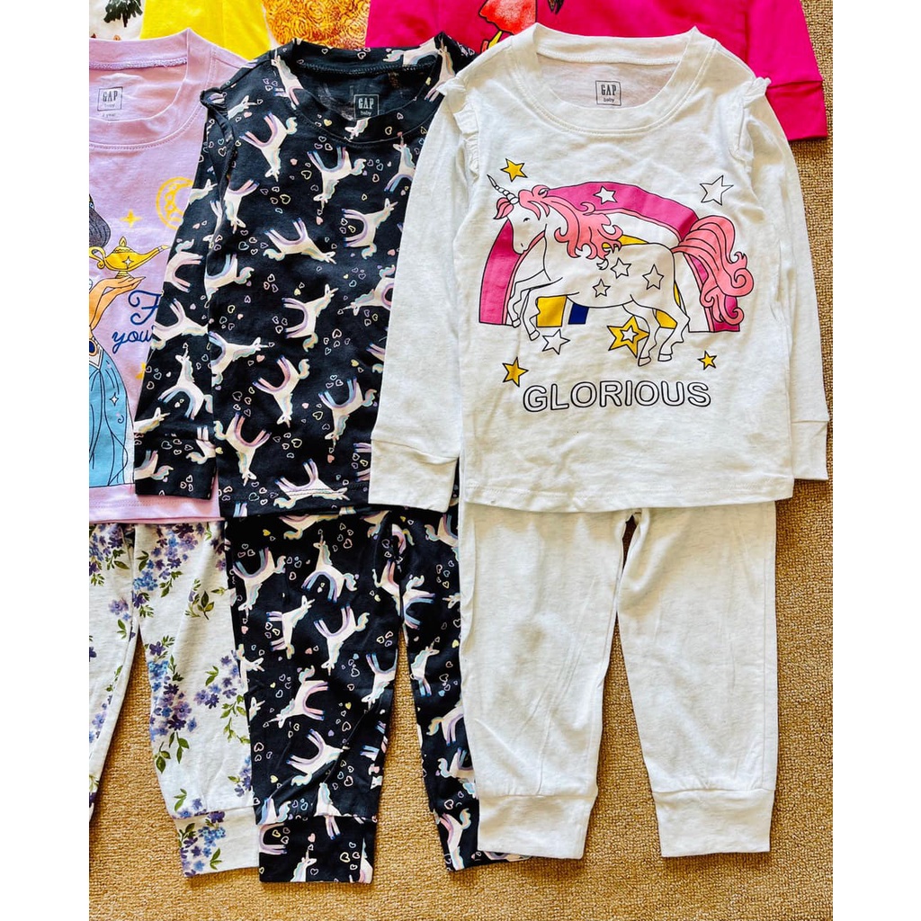 Bộ cotton bé gái Gap dài tay siêu xinh