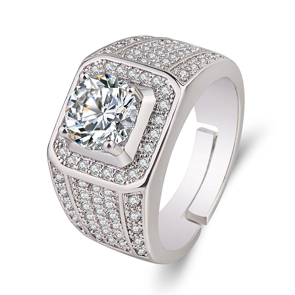 Nhẫn mạ bạc 925 đính đá kim cương kiểu Hàn Quốc sang trọng NoBrandMaleDiamond