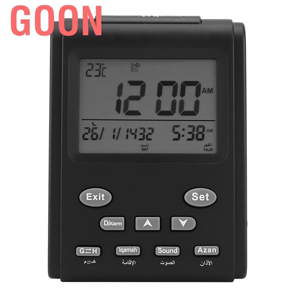 Goon Multi-functional Digital Alarm Clock Automatic Islamic Muslim Prayer Table Desk Black