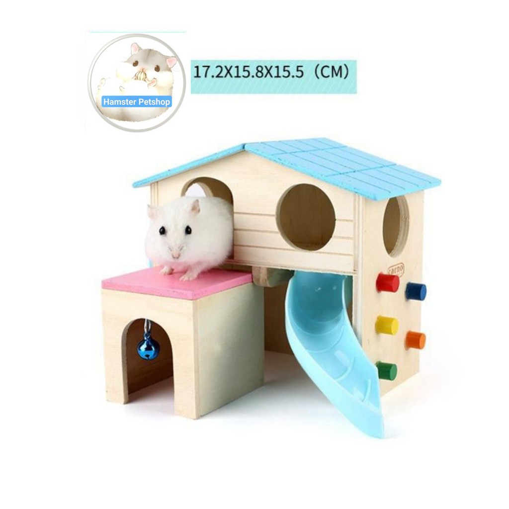 Nhà ngủ gỗ 2 tầng cầu trượt Carno cho Hamster