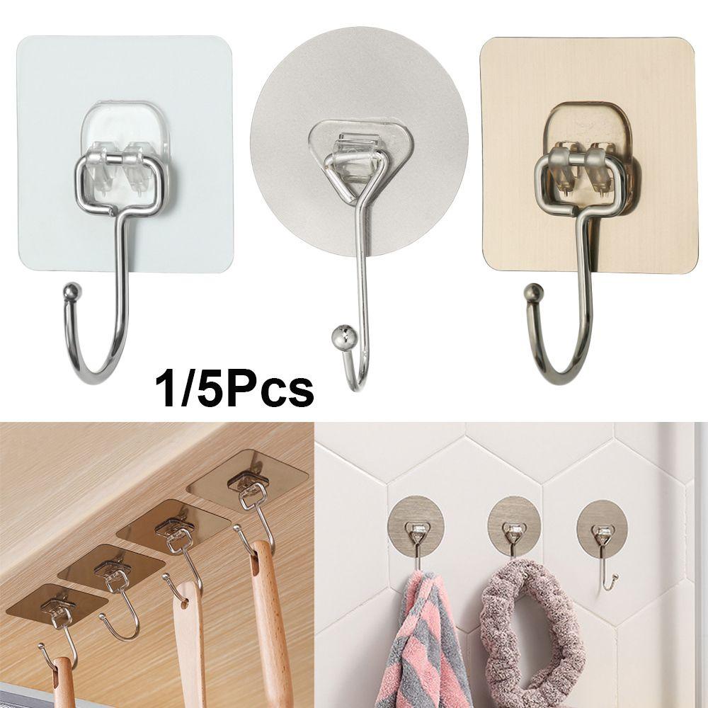 Bộ 1 / 5 Móc Treo Đồ Dán Tường Kích Thước Lớn Tiện Dụng Cho Nhà Tắm