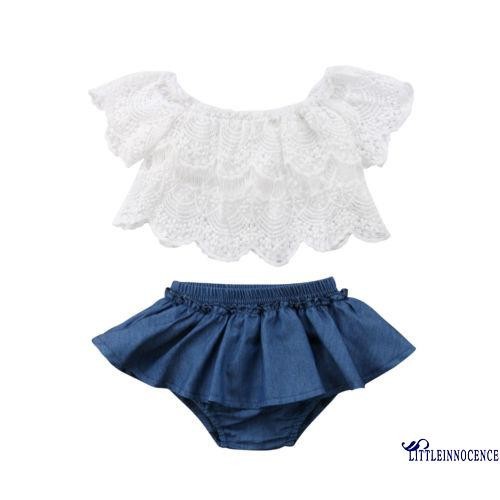 ❤XZQ-Newborn 2PCS Baby Girl Lace T-shirts Top+Shorts Pants Tutu Skirt Kid Clothes Hot Sale