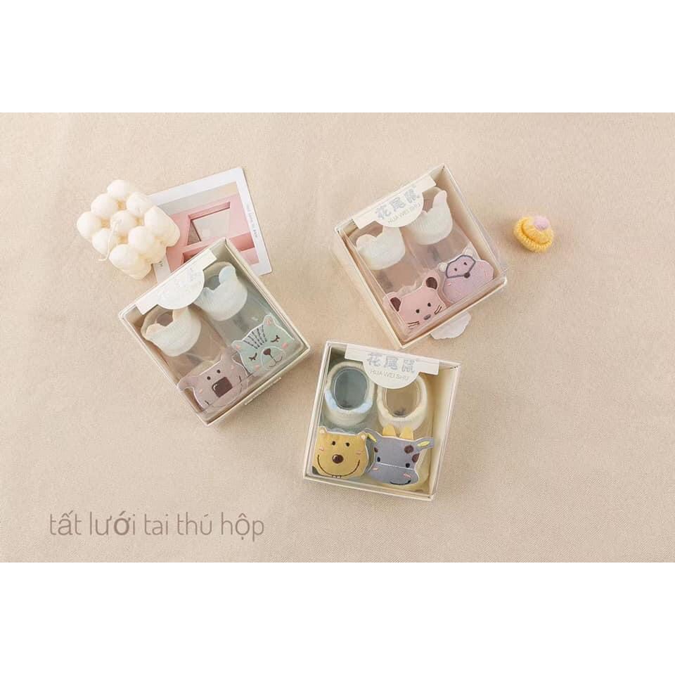 Set 2 đôi tất thú bông cực xinh cho bé gái - Hàng có hộp - MC094