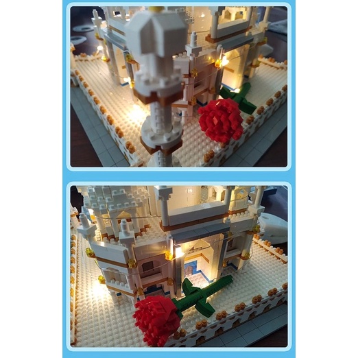 (ORDER) Bộ xếp hình Lego đền Taj Mahal 4146 mảnh ghép (kèm dây đèn và bông hồng Lego) đồ chơi lắp ráp trẻ em