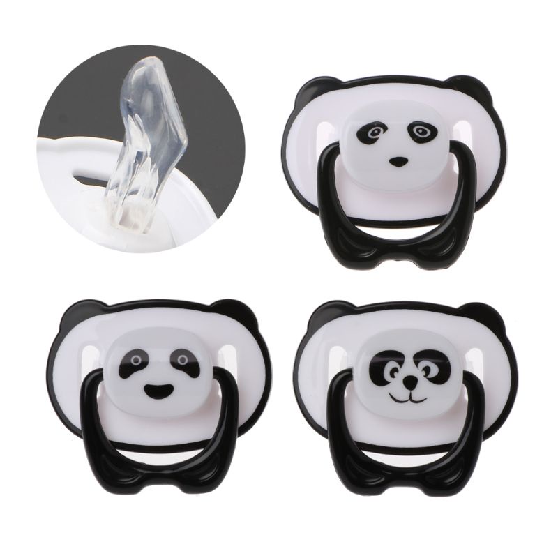 Núm Vú Giả Hình Gấu Trúc Bằng Silicone Pp Cấp Thực Phẩm Có Vòng Nhẫn Cho Bé Sơ Sinh