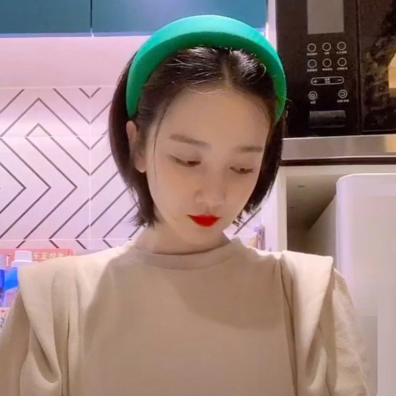 Băng Đô Cài Tóc Bản Rộng Đính Nút Màu Xanh Lá Cây Phong Cách Hàn Quốc Thời Trang Cho Nữ dreamdiary dreamdiary dreamdiary