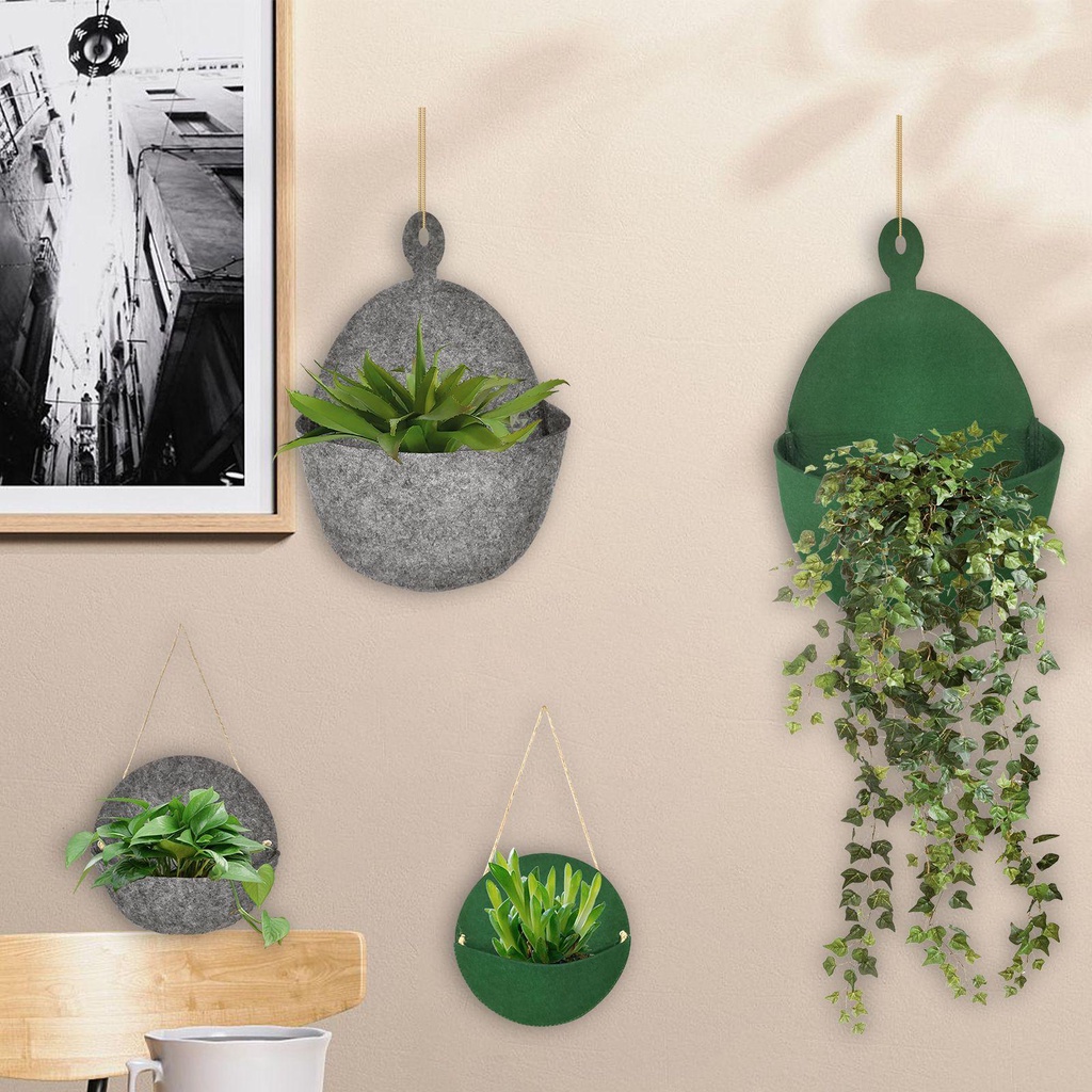 LONTIME Bộ 2 Túi Trồng Cây Bằng Vải Treo Tường Tiện Lợi