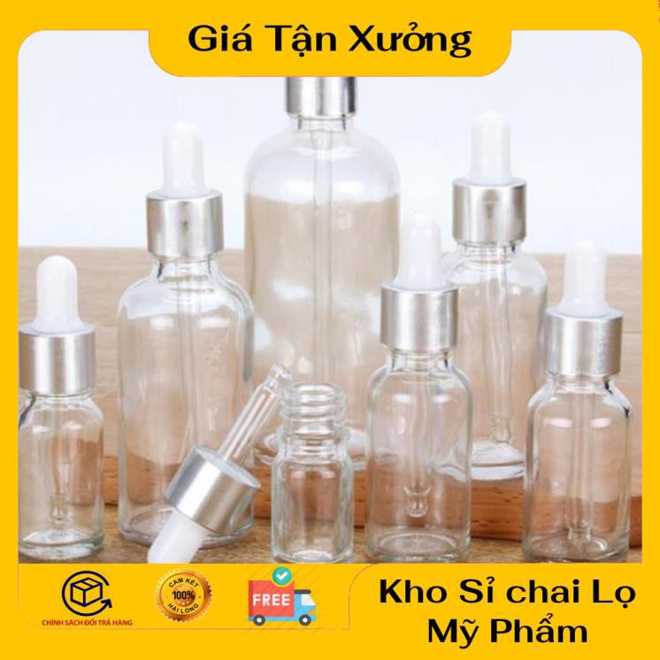 Lọ Chiết Serum ❤ TRÙM SỈ ❤ Lọ đựng tinh dầu 5ml,10ml Dày bóp giọt Khoen Bạc , lọ chiết serum , phụ kiện du lịch