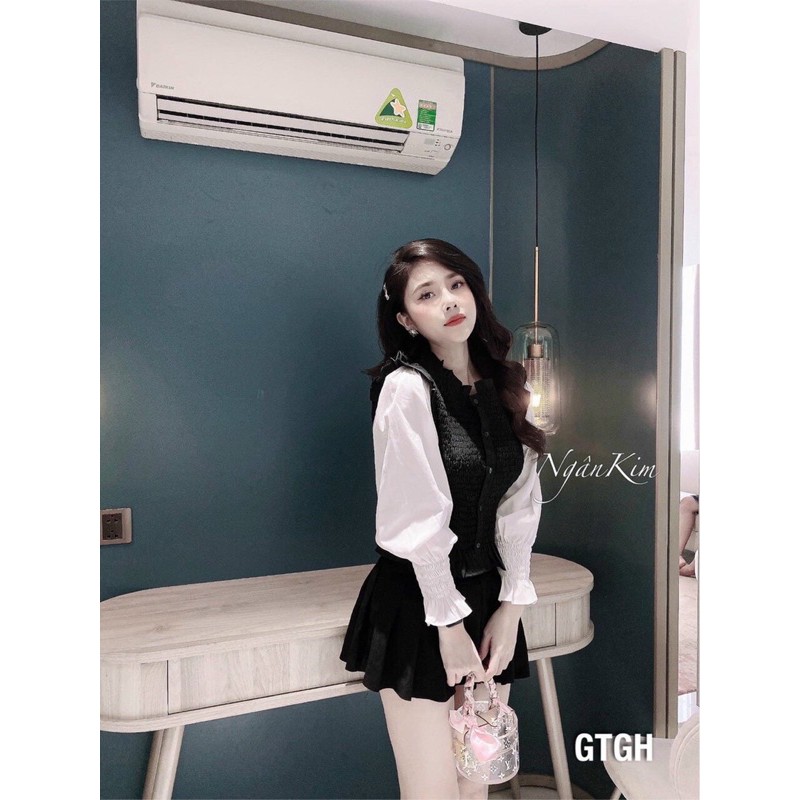 Áo nhún phối sơ mi