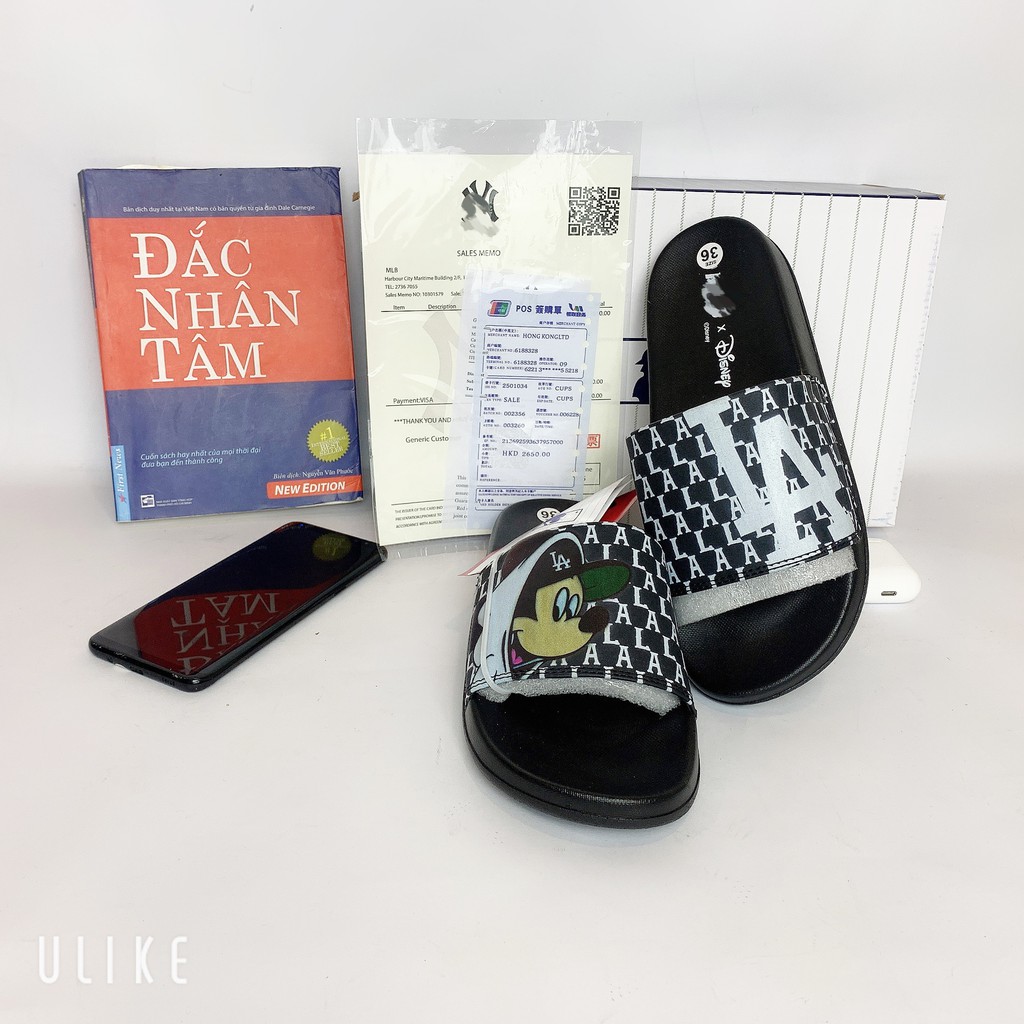 Dép 𝐌𝐋𝐁 LA đế đen MICKEY , dép quai ngang nam nữ unisex - Ts store dép