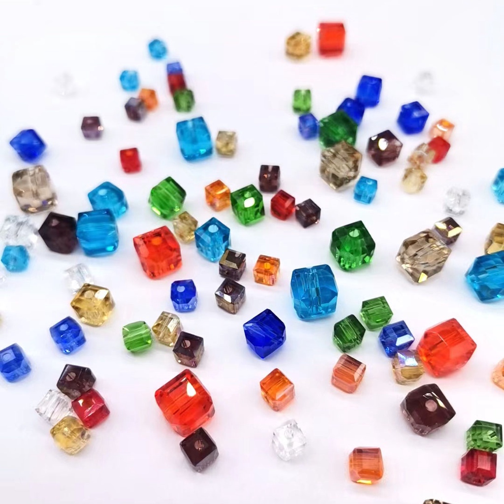 Hạt Pha Lê Thủy Tinh Hình Vuông Kích Thước 4mm 6mm 8mm Dùng Làm Trang Sức Thủ Công