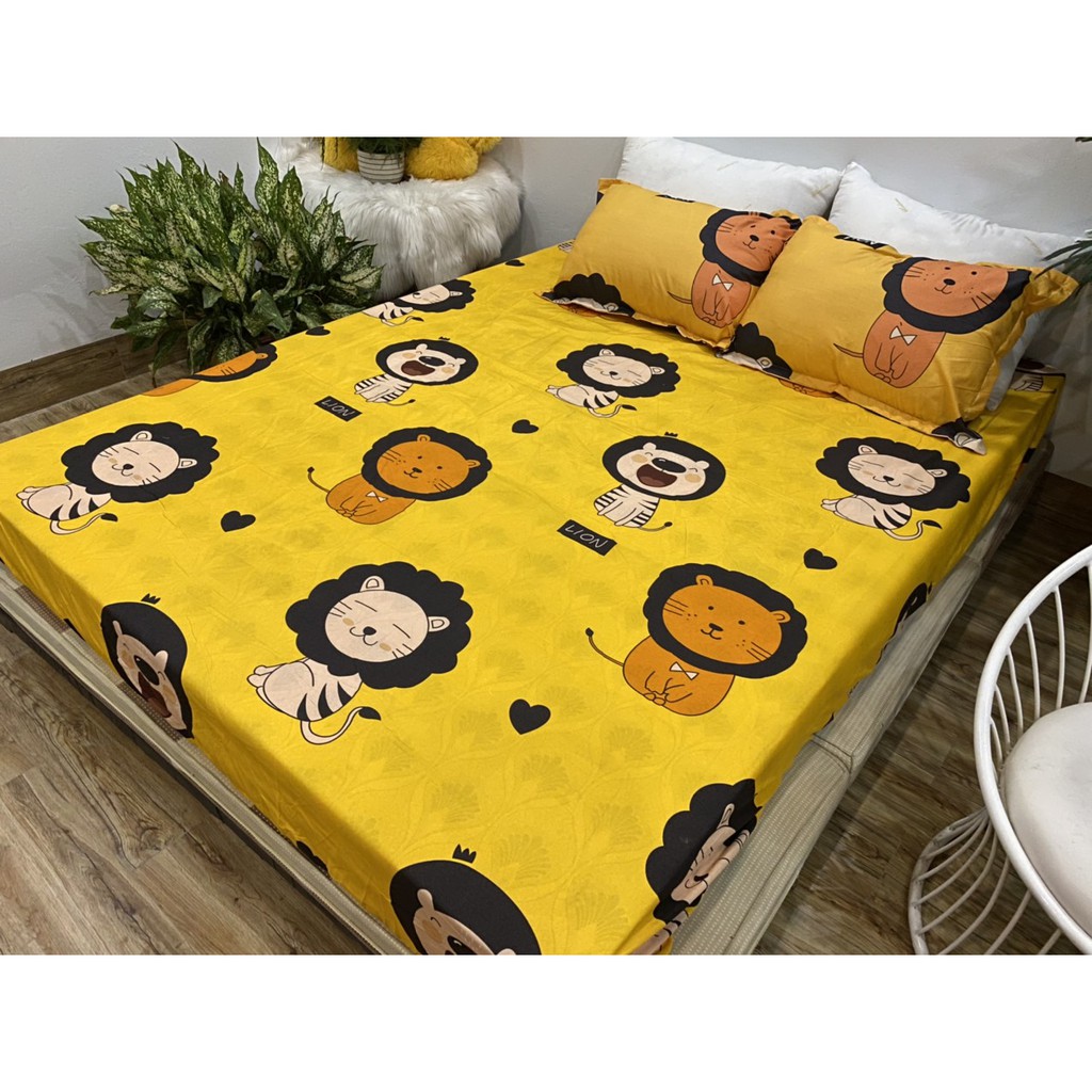 Bộ ga gối 1m6x2m cotton poly,mẫu mới hot 2020,chát chọn mẫu,sư tử