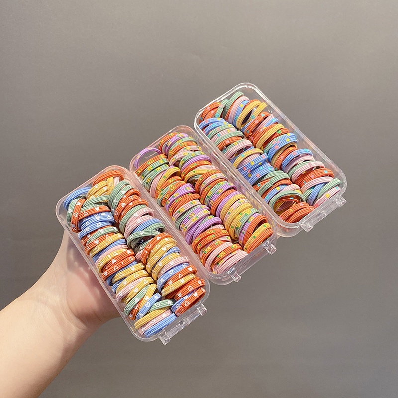 Set 90 Dây Buộc Tóc Nhiều Màu Sắc Cho Bé Gái