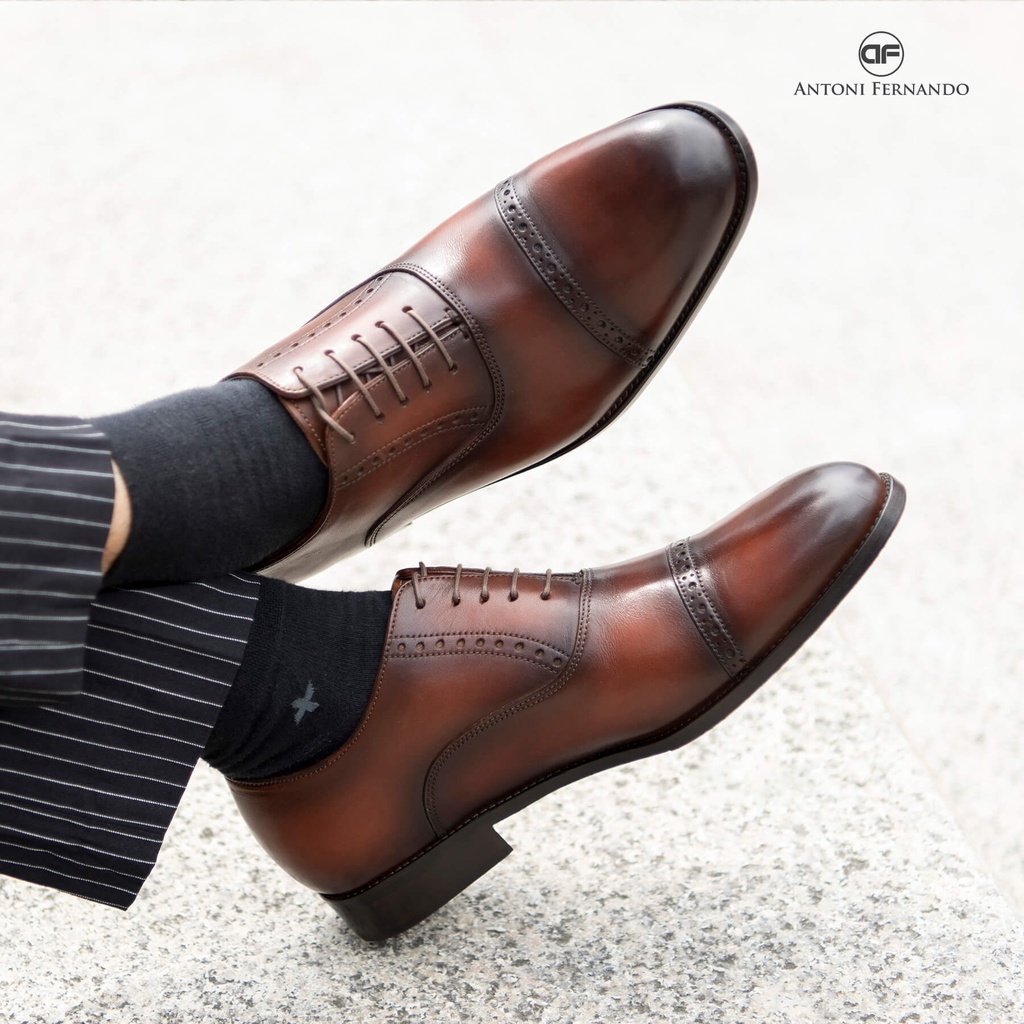 Giày Công Sở Oxford Nam Da Bò Ý Đế Da Handmade Antoni Fernando AF60932