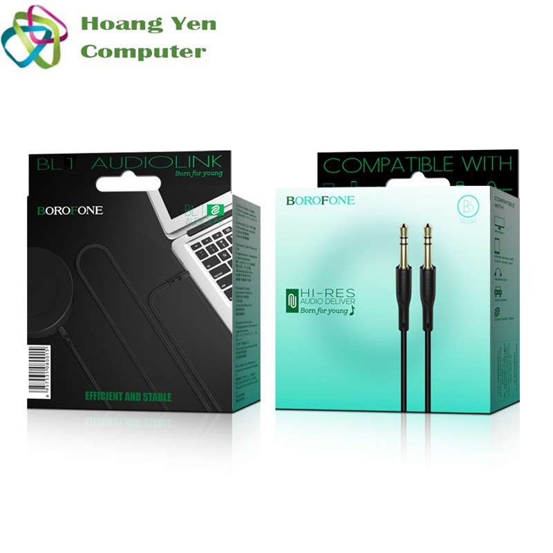 Cáp Âm Thanh AUX 3.5mm Borophone BL1 Dài 1M Chính Hãng - BH 1 Năm | Jack Âm Thanh 3.5mm | Cáp AUX - Hoàng Yến Computer