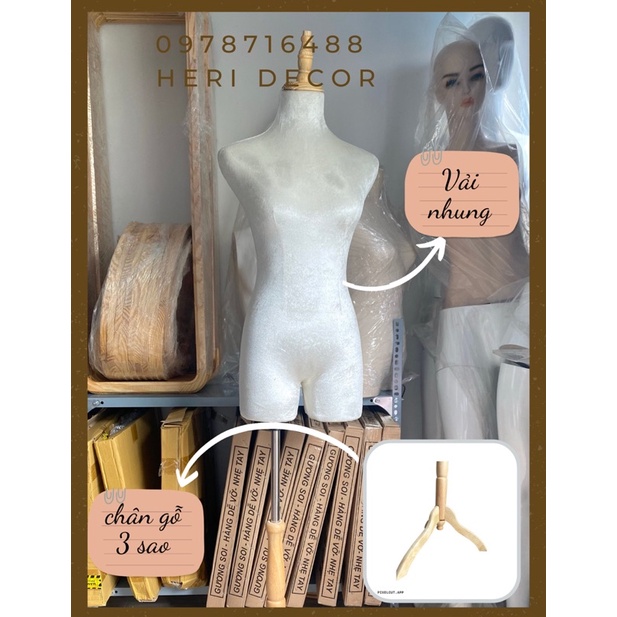 Manocanh bán thân bọc thun chân gỗ