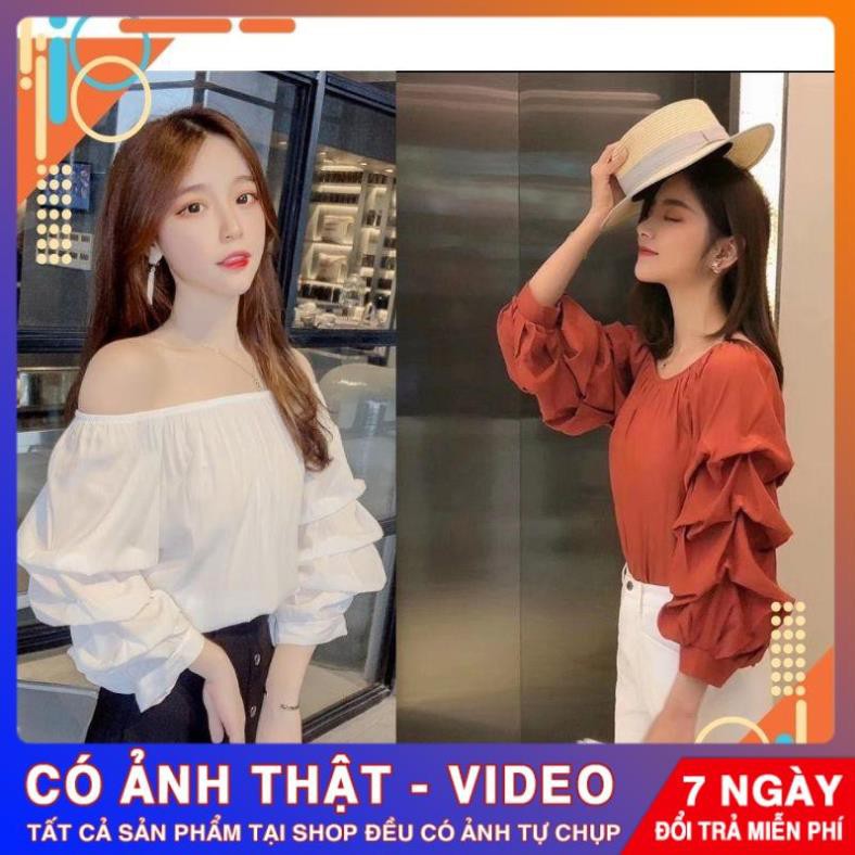 Áo sơ mi nữ tay bèo cổ tròn | Sơ Mi Lụa Dài Tay - Hàng VNXKK 💥 FREESHIP