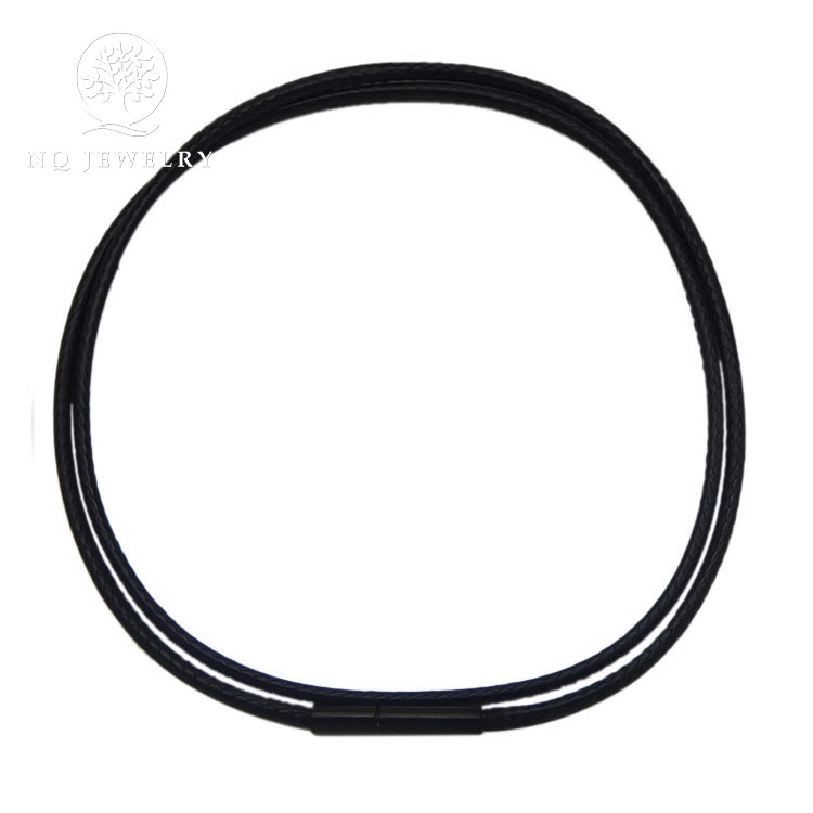 Dây da dây chuyền đeo cổ khóa inox đen cao cấp - Dây chuyền NQ Jewelry