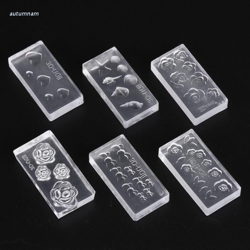 Set 6 Khuôn Làm Bông Tai Thủ Công Hình Hoa 3d Bằng Silicon Tiện Dụng