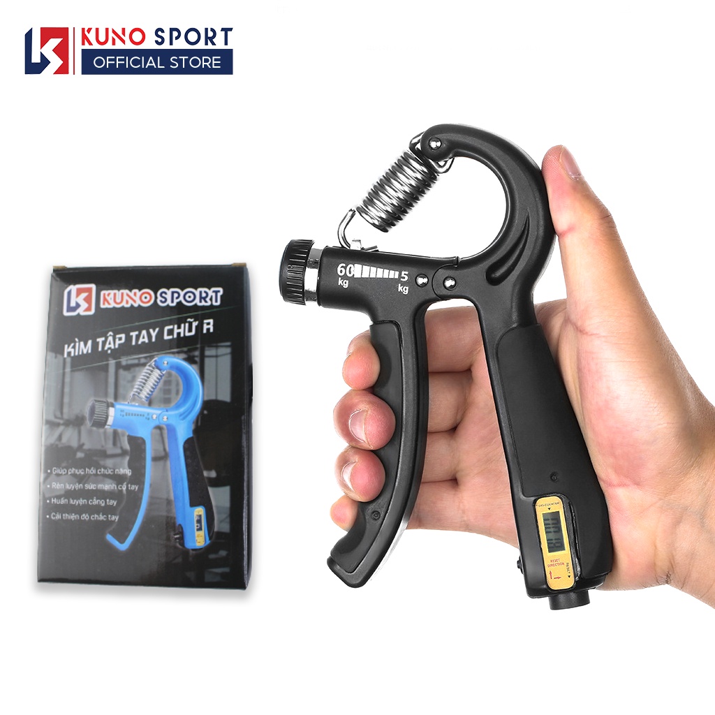 Kìm Bóp Tập Cơ Tay KUNO SPORT Bản Đếm Số Điện Tử Lực 5-60KG