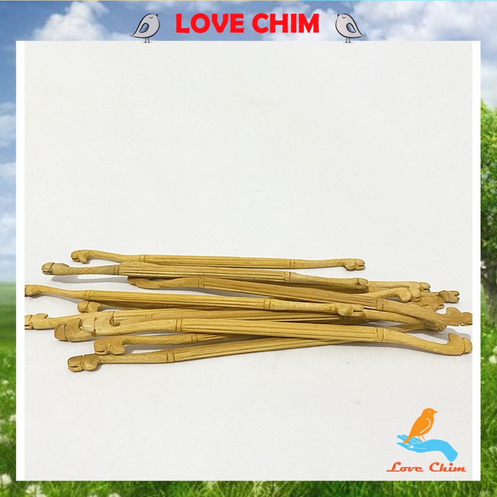 Cầu đậu thẳng cho chim khuyên chất liệu gỗ cao cấp khắc hình đầu rồng nổi bật, Phụ kiện lồng chim khuyên