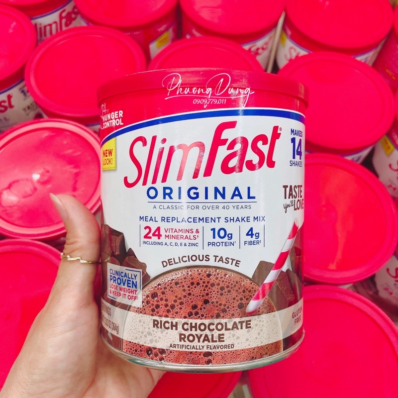 Bột sữa SlimFast của Mỹ vị Socola dành cho người muốn giữ eo 364g [Hàng Bay Air]