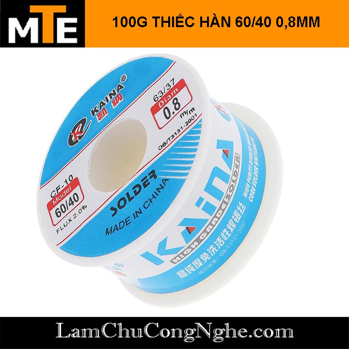 Thiếc hàn SOLDER WIRE 0.8mm 63% trọng lượng 100g