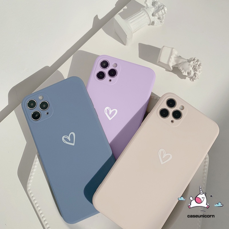 Ốp Điện Thoại Tpu Mềm Màu Kẹo Hình Trái Tim Cho Iphone 11 12 Pro Max X Xr Xs Max 6 6s 7 8 Plus Se 2020 Edge 12