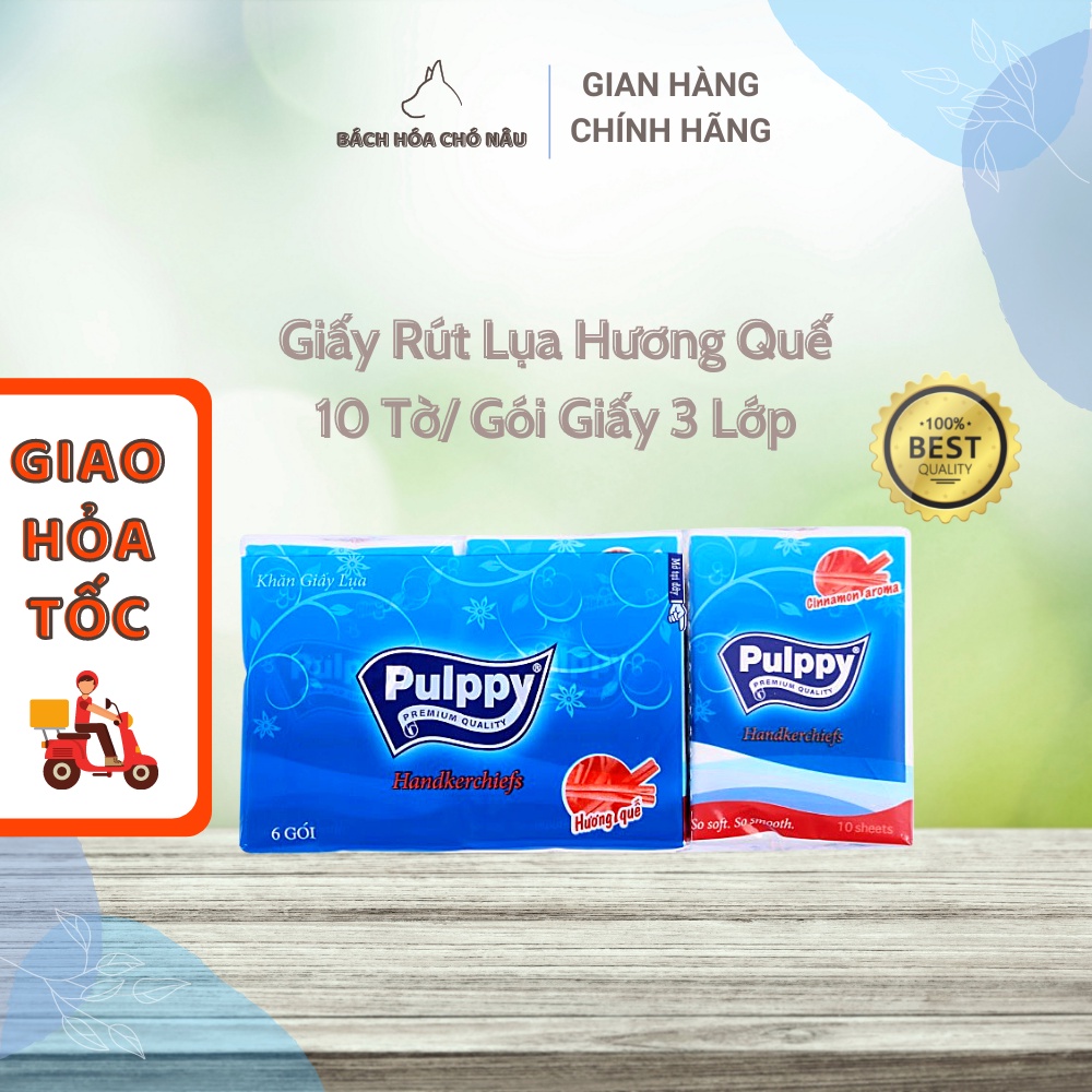 COMBO 6 Giấy Rút Lụa Bỏ Túi Pulppy Compact 10 Tờ/ Gói Giấy 3 Lớp Siêu Mịn [ Hàng Mới Chính Hãng]