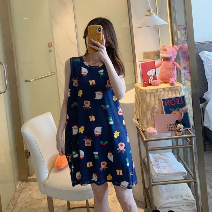 (Bán Sỉ) Váy Ngủ 🌹FREESHIP🌹 Váy Ngủ Dáng Dài Sát Nách Cotton Mềm Mịn Họa Tiết Dễ Thương Siêu Rẻ Siêu Đẹp AN07