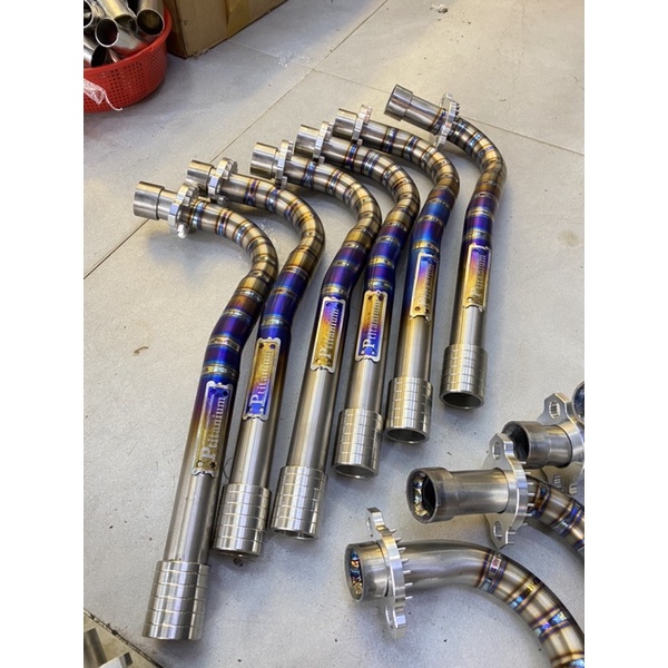 Cổ bô titan form thòng PTITANIUM combo khâu và đót cnc gắn honda wave zx nhỏ blade 2017 100 110 dream fu led future 125