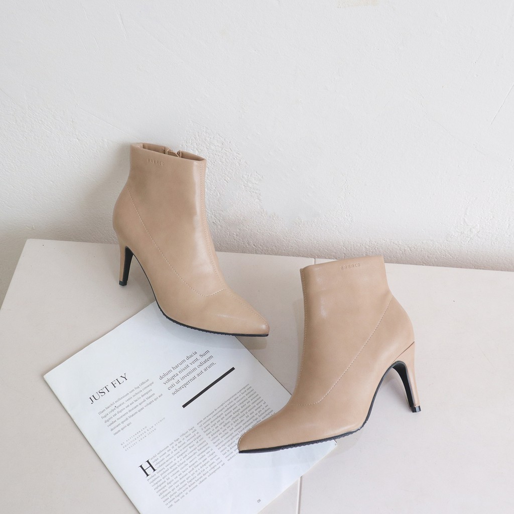 Boot nữ Cao Gót bAimée & bAmor Cổ Thấp Mũi Nhọn Gót Nhọn Cao 7cm Giày Bốt Đẹp Lót Lông Da Mềm Màu Trắng Đen Kem - MS1618 | BigBuy360 - bigbuy360.vn