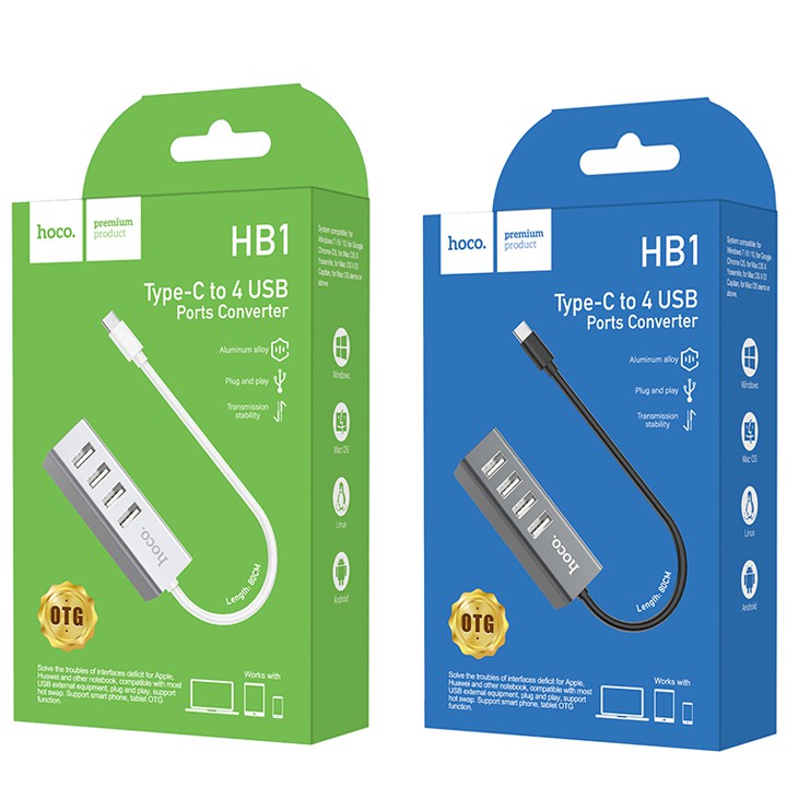 HUB USB Type C 4 cổng Hoco HB1 2.0 Chính Hãng