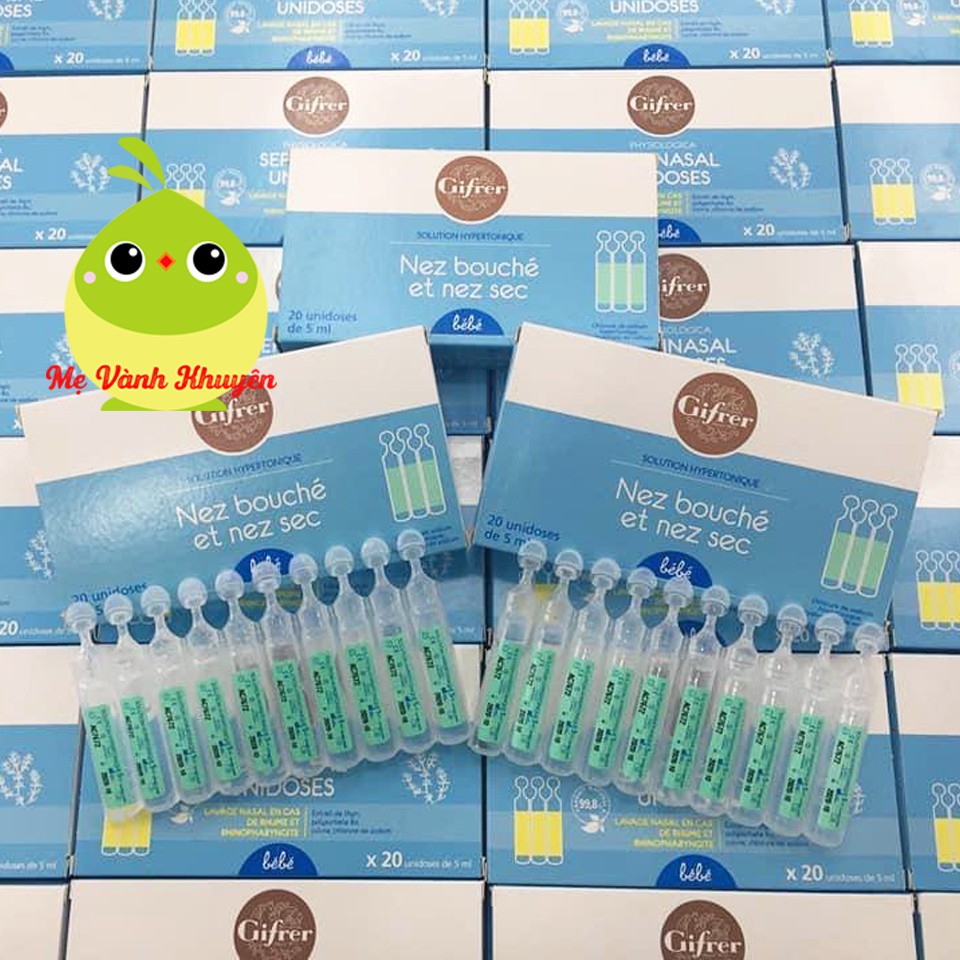 Nước muối sinh lý Gifrer tép xanh/tép vàng/xịt vàng, Pháp