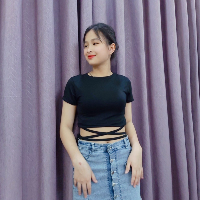 [Mã FAMAYWA giảm 10K đơn 50K] Áo Croptop , áo thun croptop body dây đan chéo cao cấp chất cotton mát mịn CRT-001 | BigBuy360 - bigbuy360.vn