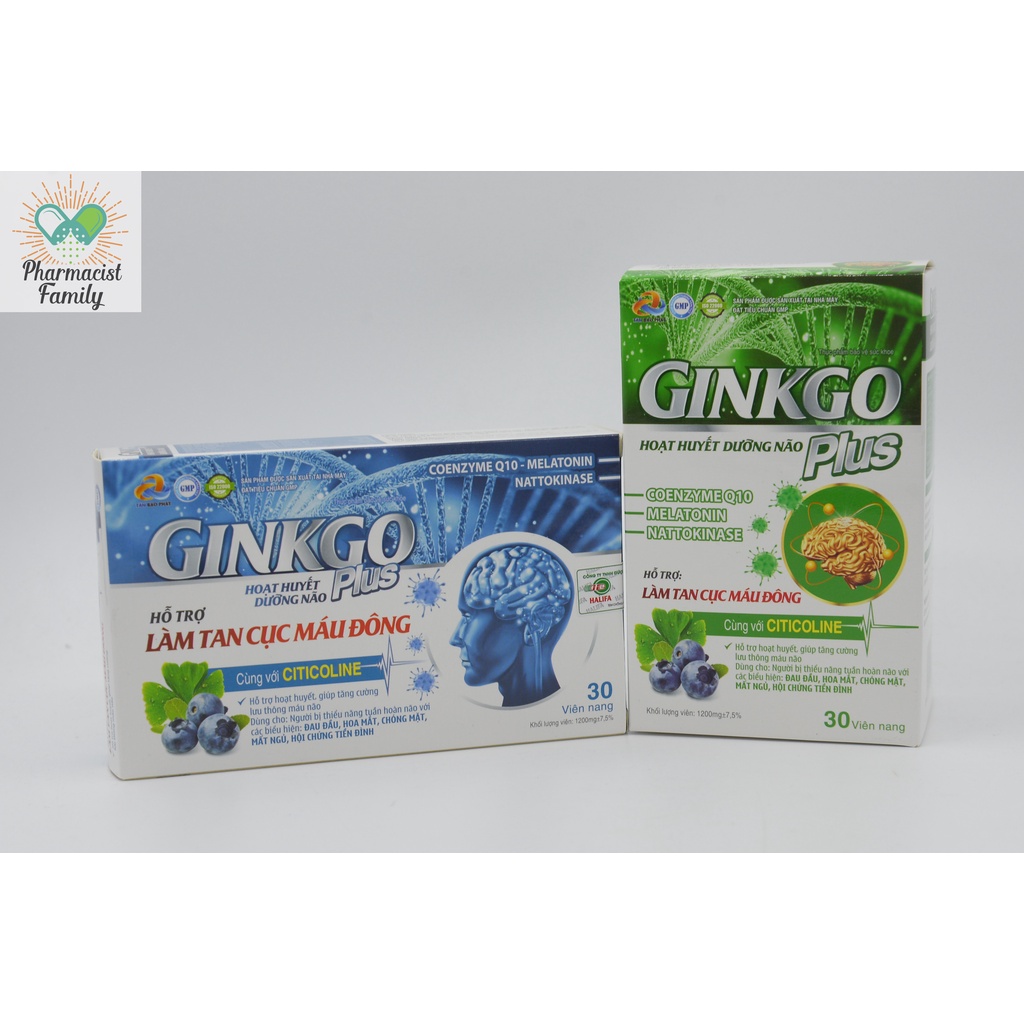 Ginkgo Plus Hộp 30 viên - An Thần Chống Đau Đầu Mất Ngủ - Mẫu mới