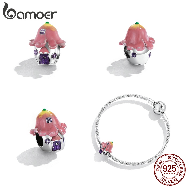 Hạt trang sức BAMOER SCC2154 bằng bạc 925 hình bông hoa hợp thời trang