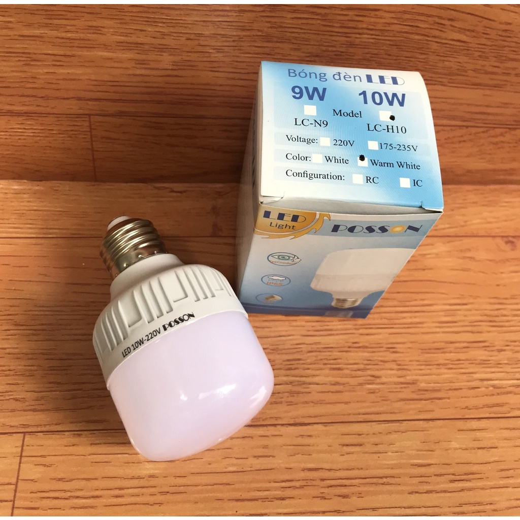10 Bóng đèn Led trụ 9w 10w bup trụ bulb tiết kiệm điện kín chống nước Posson LC-10x