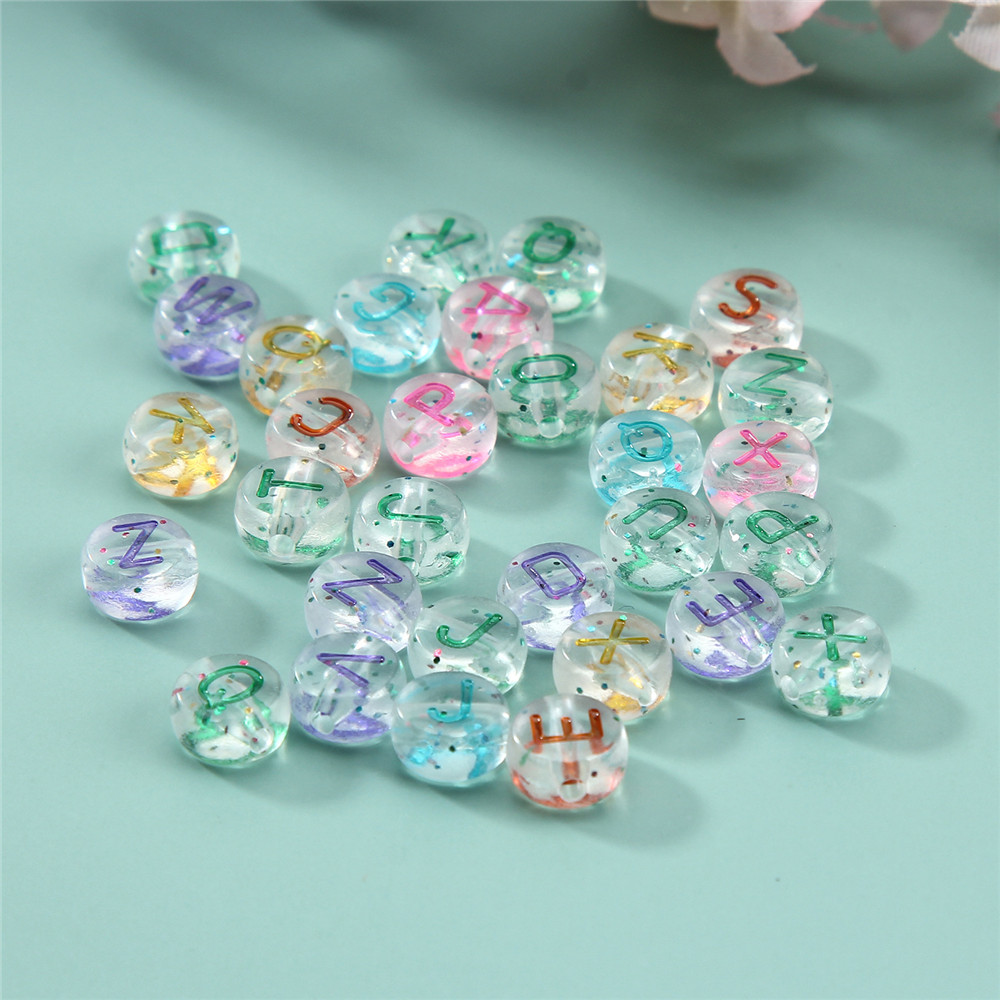 Set 100 Hạt Nhựa Acrylic Hình Chữ Cái Dùng Làm Trang Sức Thủ Công